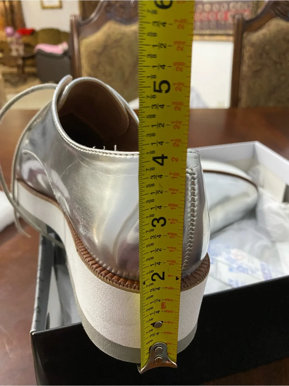 Kensie Silver Metallic Platform Oxford Shoes